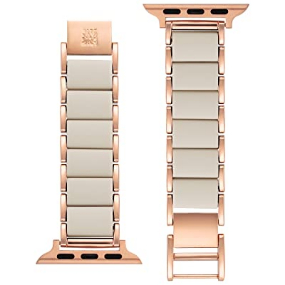 Anne Klein Women's Rose Gold-Tone Alloy and Cream Link Bracelet Compatible with